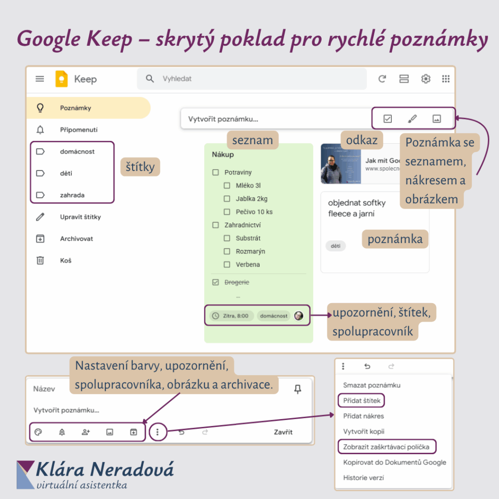 rychlé poznámky v Google Keep
